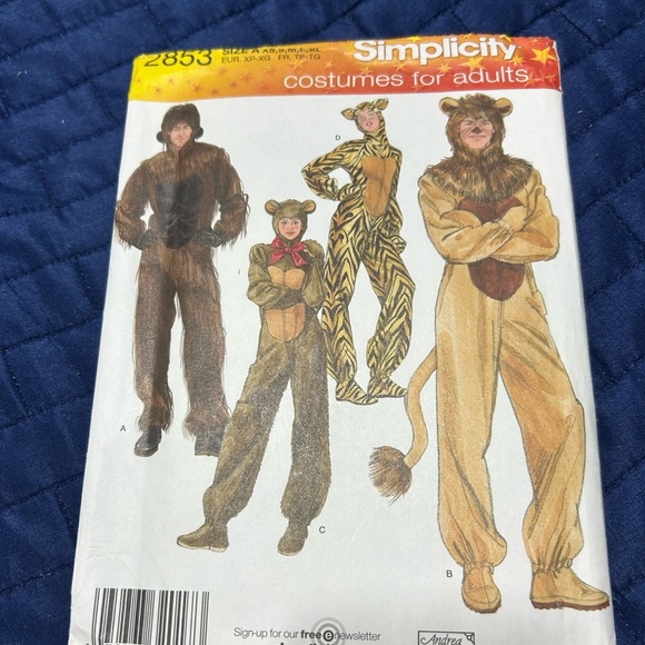 Simplicity 2853 Animal Costumes for adults- s-sm-med_l-xl- uncut - Picture 1 of 8